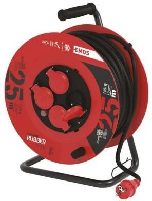 Zna?kovy Emos venkovní prodlu?ovací kabel na bubnu 25 m / 4 zásuvky / ?erny / guma / 230 V / 1,5 mm2 (P084251) diskuse
