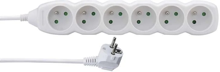 ?asově Omezené Emos prodlu?ovací kabel 2 m / 6 zásuvek / s vypína?em / bíly / PVC / 1 mm2 (P1612)