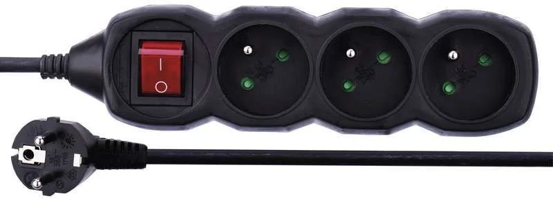 Zna?kovy Emos PC1311, 3 zásuvky, 1,5m, ?erny recenze a hodnocení, prodlu?ovací kabel s vypína?em