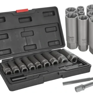 Nástr?né hlavice dlouhé na po?kozené, str?ené ?rouby, 6-19mm, Cr-Mo, TVARDY, sada 11ks, Geko T00130 Ak?ní Cena