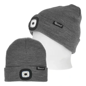 Zimní ?epice s LED světlem ?edá, Geko G90410 Autenticky